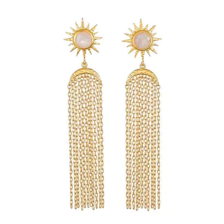 Radiant Rise Sunburst Moonstone Earrings