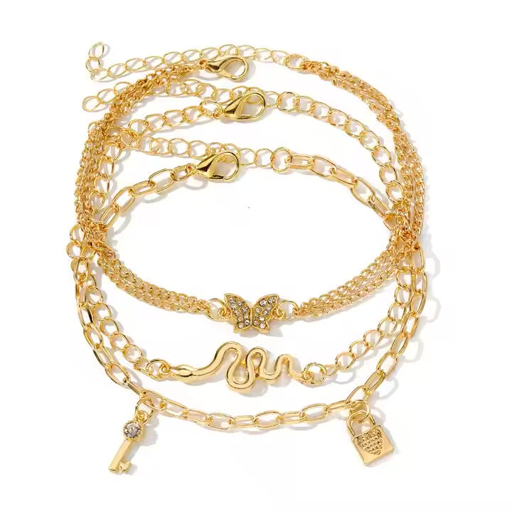 Serpent & Butterfly Harmony Anklet