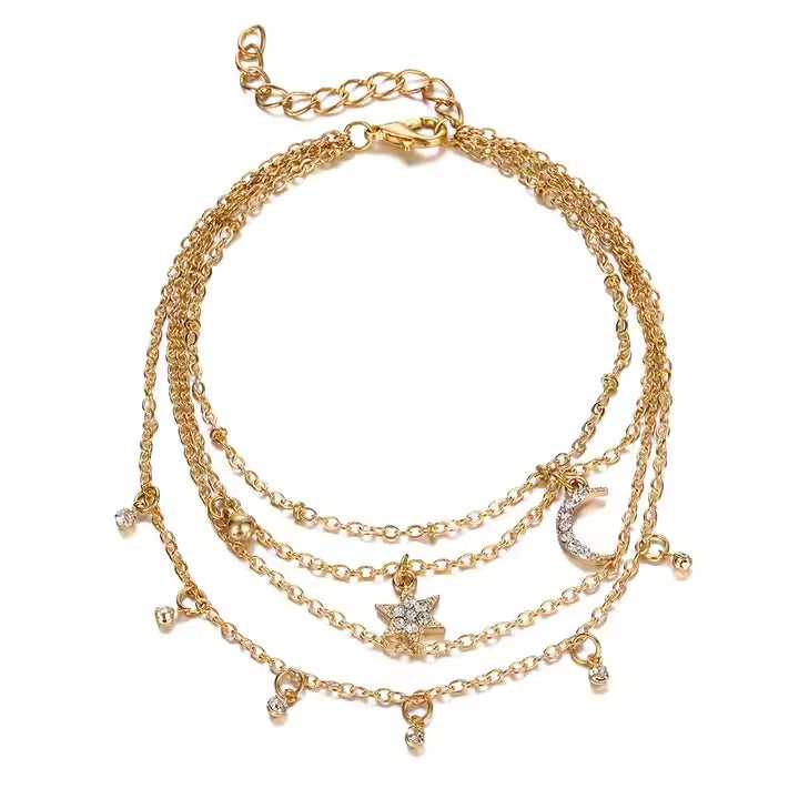 Starry Bloom Adjustable Anklet