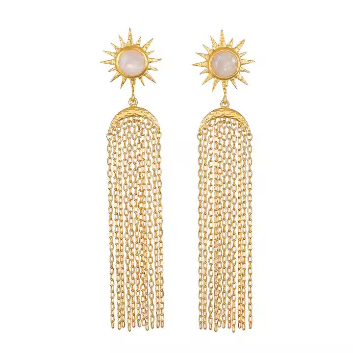 Radiant Rise Sunburst Moonstone Earrings