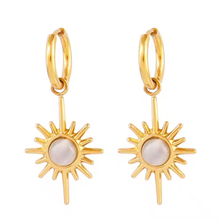 Celestial Sunburst Hoop Earrings