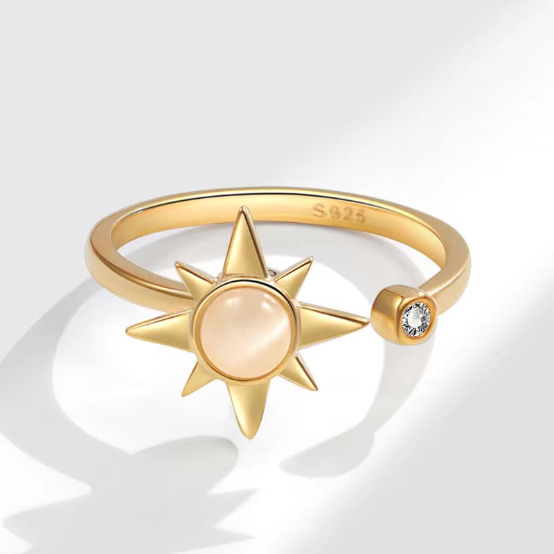 Celestial Glow Starburst Adjustable Ring
