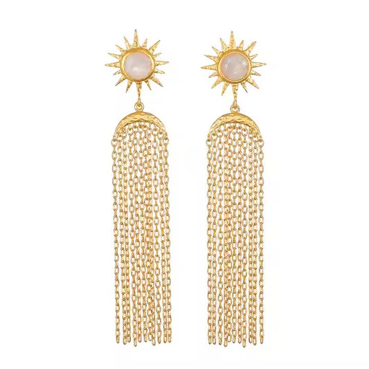 Radiant Rise Sunburst Moonstone Earrings