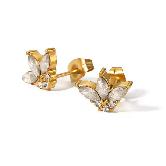 Enlightened Bloom Cubic Zirconia Lotus Stud Earrings