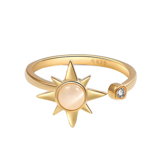 Celestial Glow Starburst Adjustable Ring
