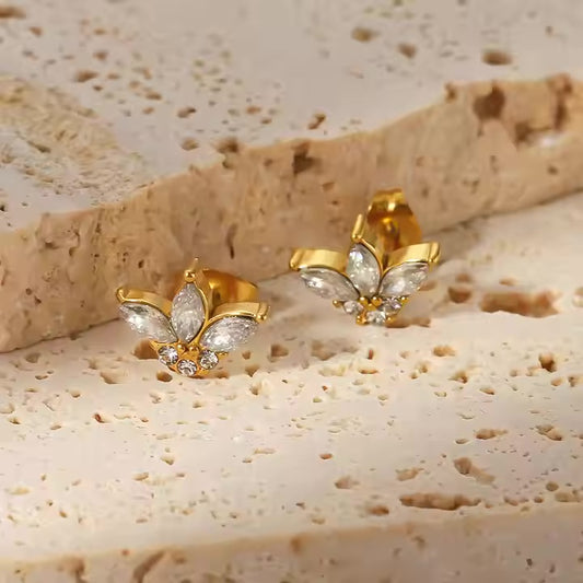 Enlightened Bloom Cubic Zirconia Lotus Stud Earrings