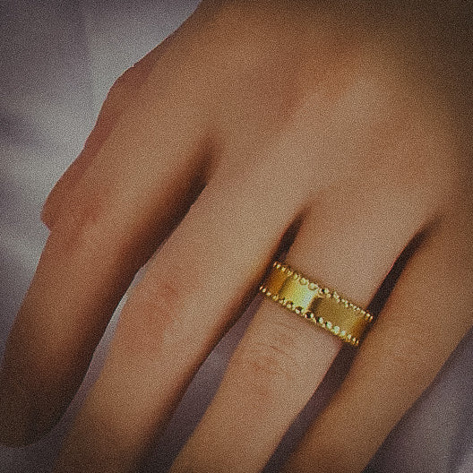 Radiant Beaded Edge Cuff Adjustable Ring