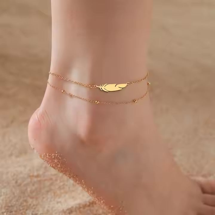 Whispering Feather Adjustable Anklet