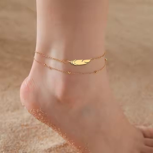 Whispering Feather Adjustable Anklet