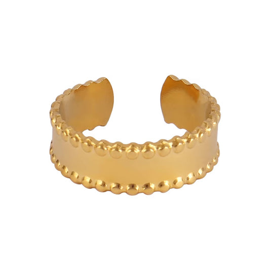 Radiant Beaded Edge Cuff Adjustable Ring